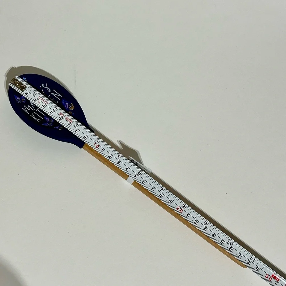 Silicone Spoon Wood Handle 11X2 Blue Purple Butterflies “Mom’s Kitchen” NWT New